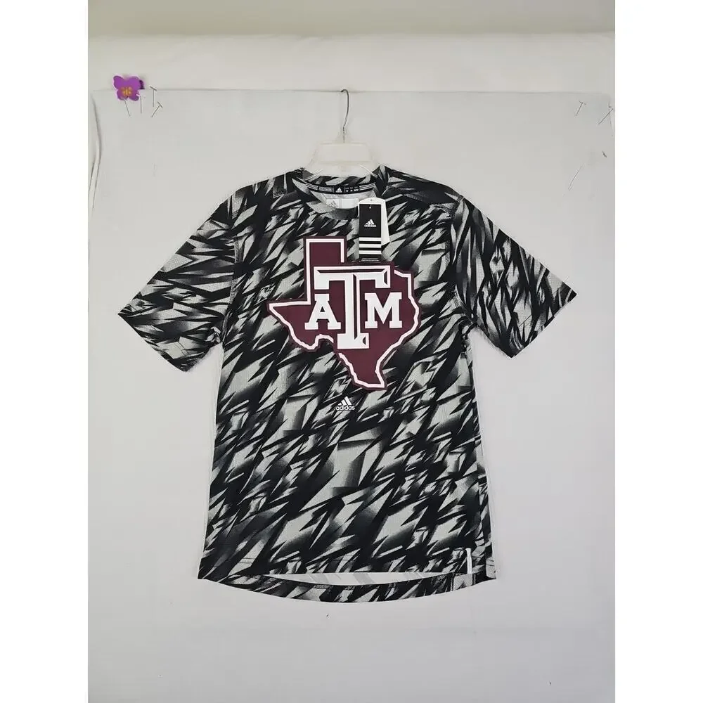 Adidas Texas ATM ~Unisex Size M~ Black/White Training Crew T-Shirt w/Logo NWT.